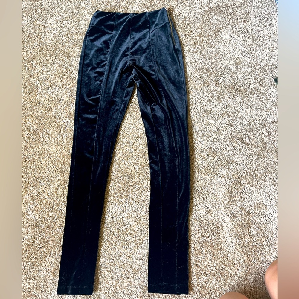 Velvet black straight leg pants